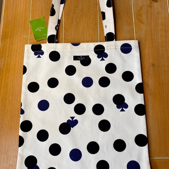 NEW Kate Spade ♠️ Polka Dot + Spade Canvas Tote! *Shorter shoulder strap* - Picture 11 of 14